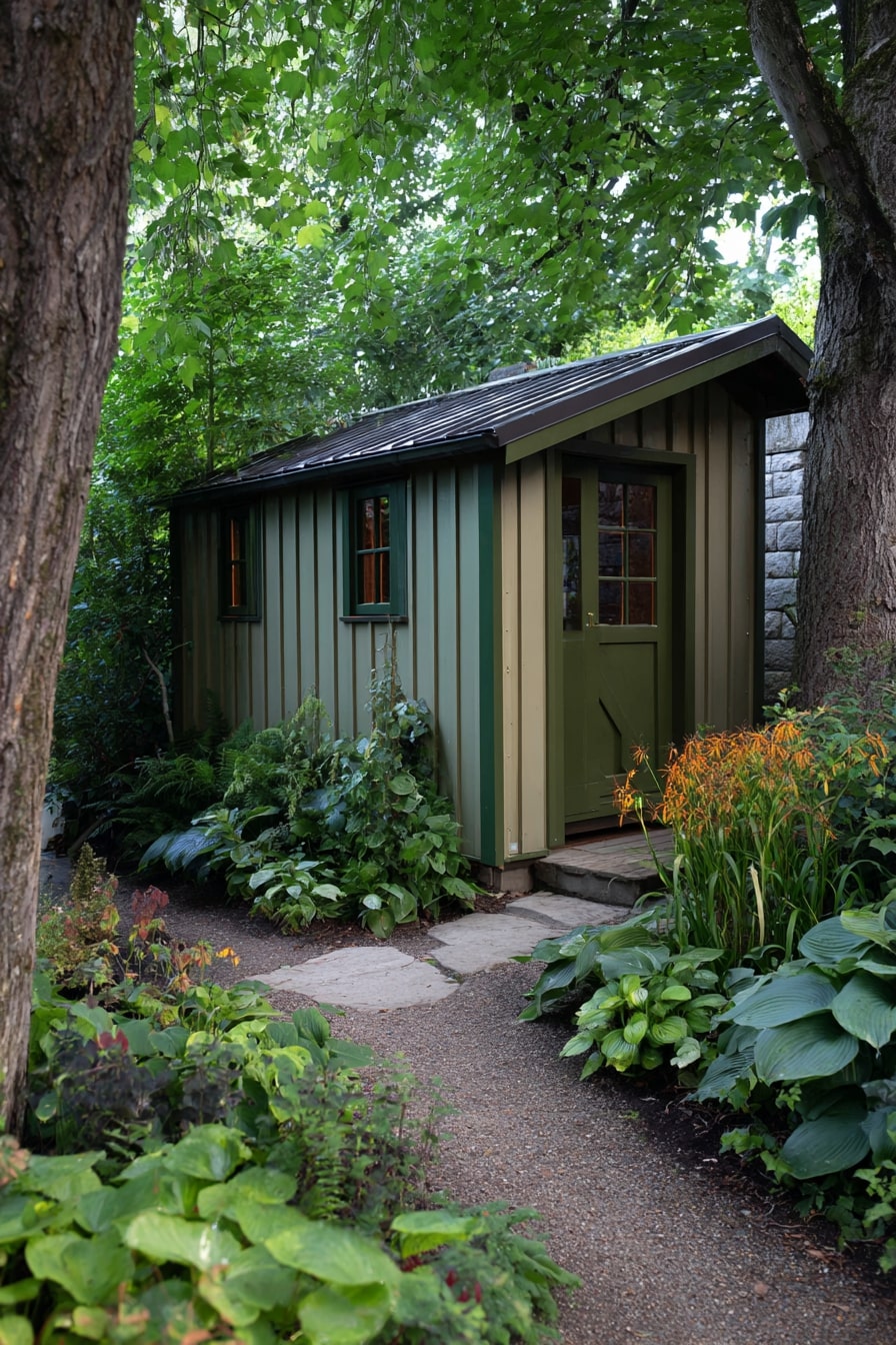 6. Compact Shed with Sliding Doors