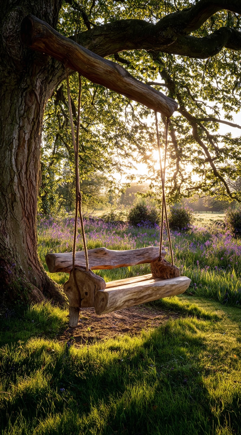 6. DIY Log Swing Set