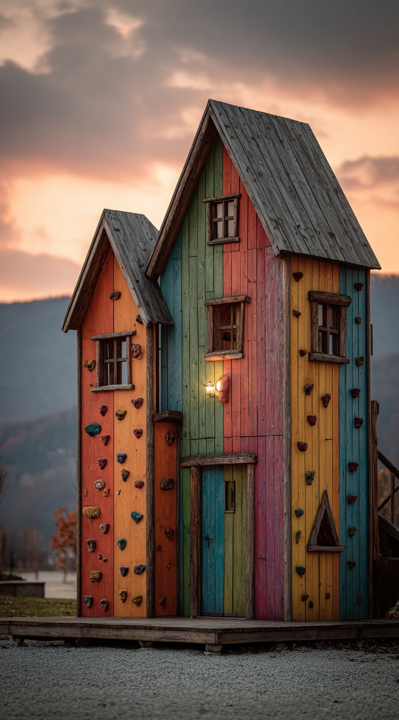 6. Playhouse with a Climbing Wall