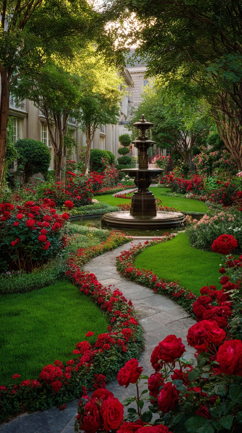 6. Rose Garden with a Water Feature