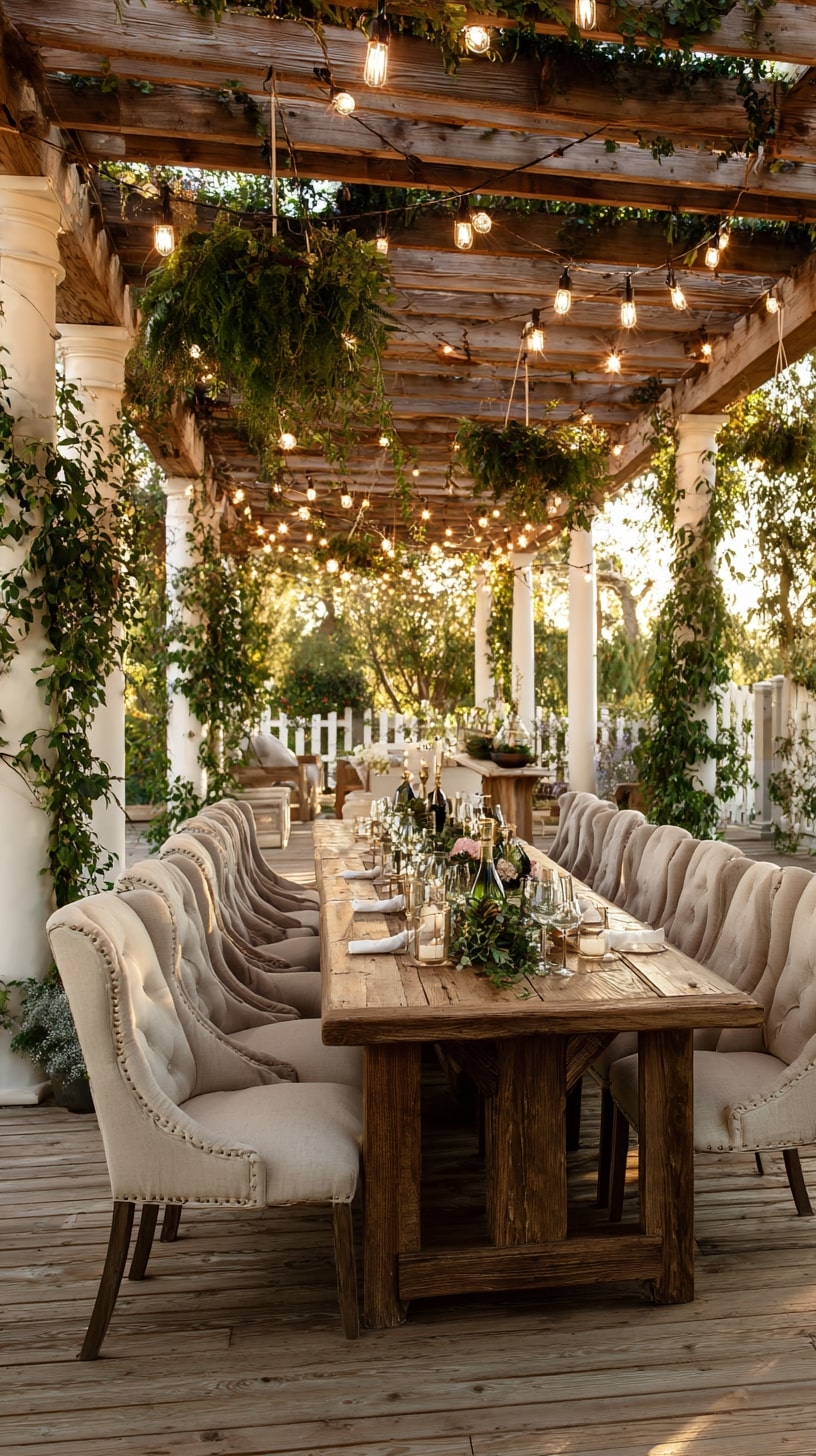 6. White Pergola for a Fresh Look