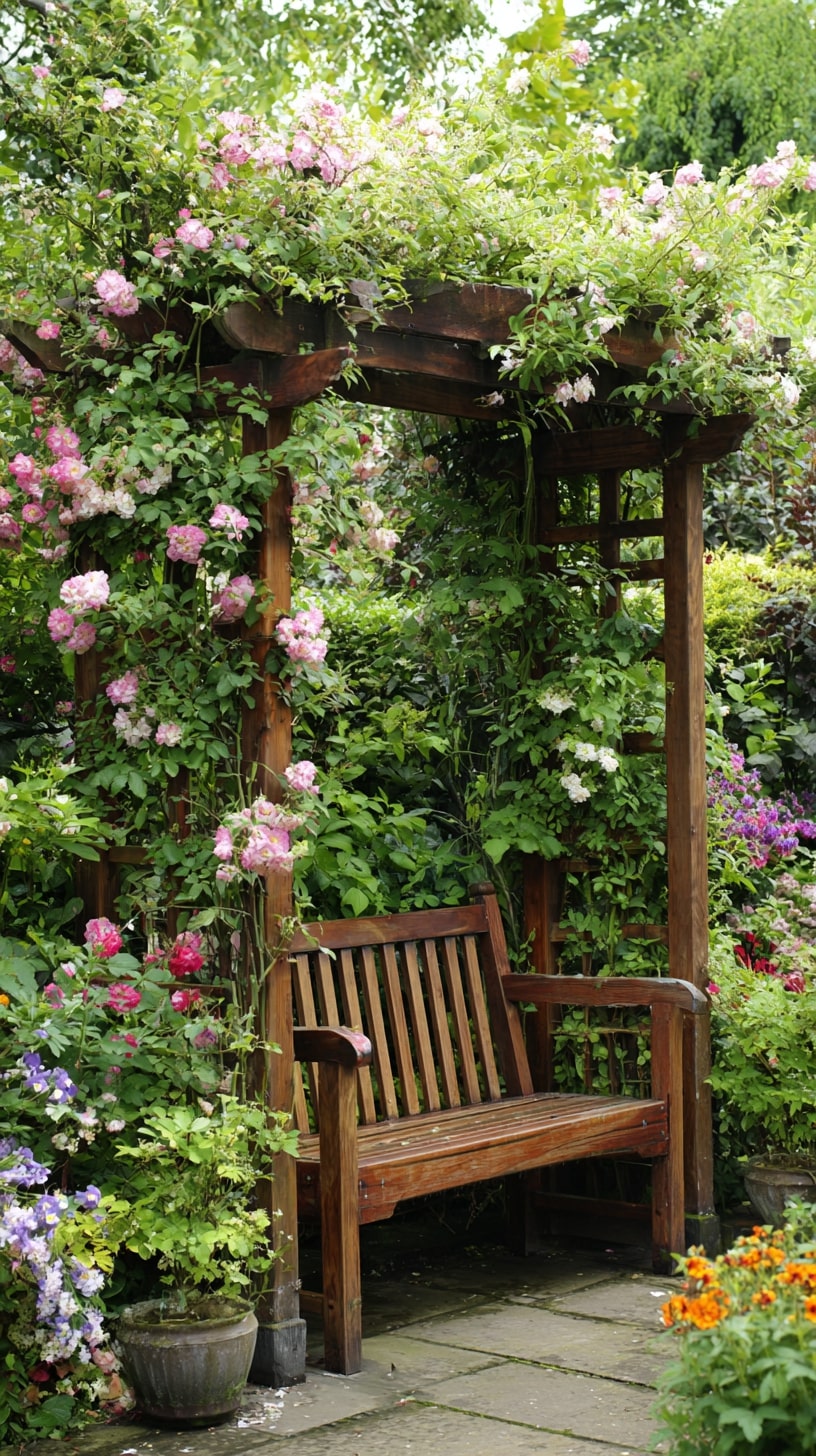 7. Build a Pergola or Arbor for Shade and Structure