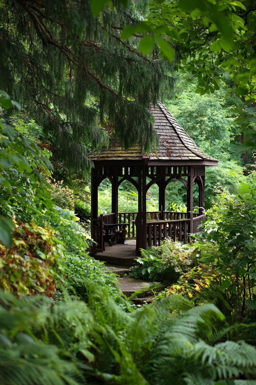 7. Garden Pavilion Surrounded by Lush Greenery