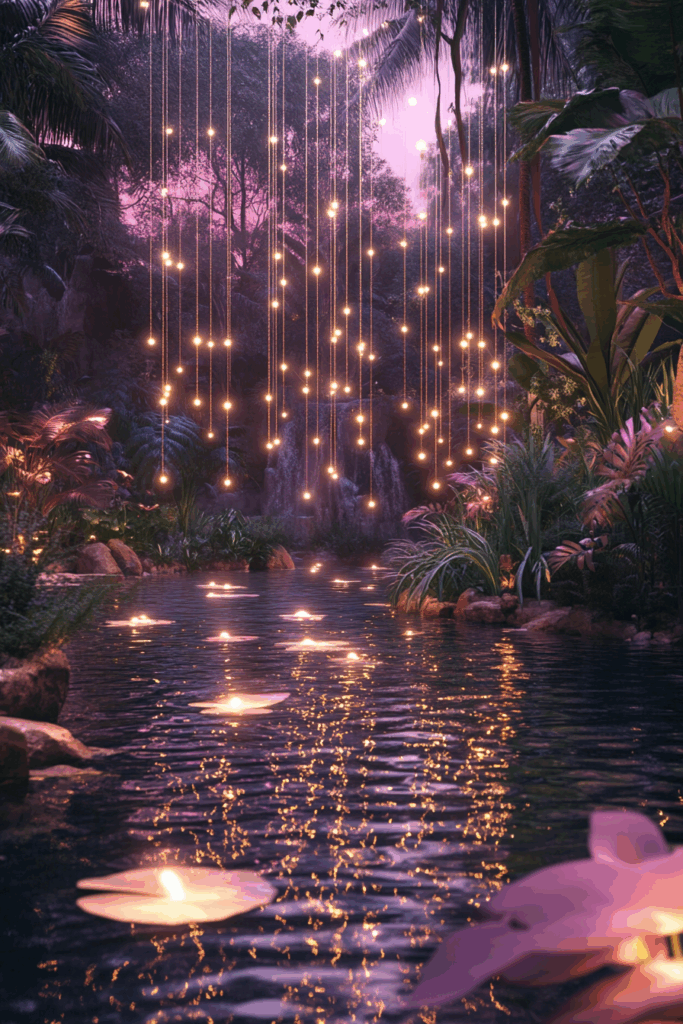 Floating Light Strings on Water
