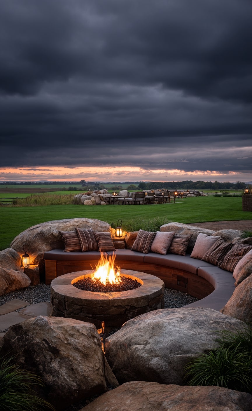 8. Fire Pit Areas with Rock Seating