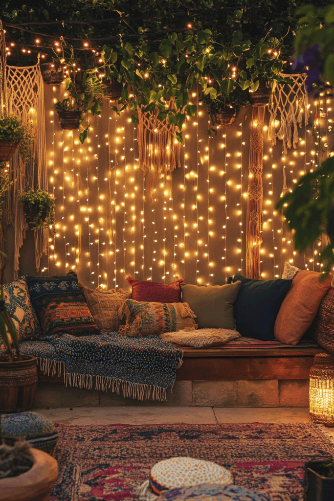 Boho String Light Wall