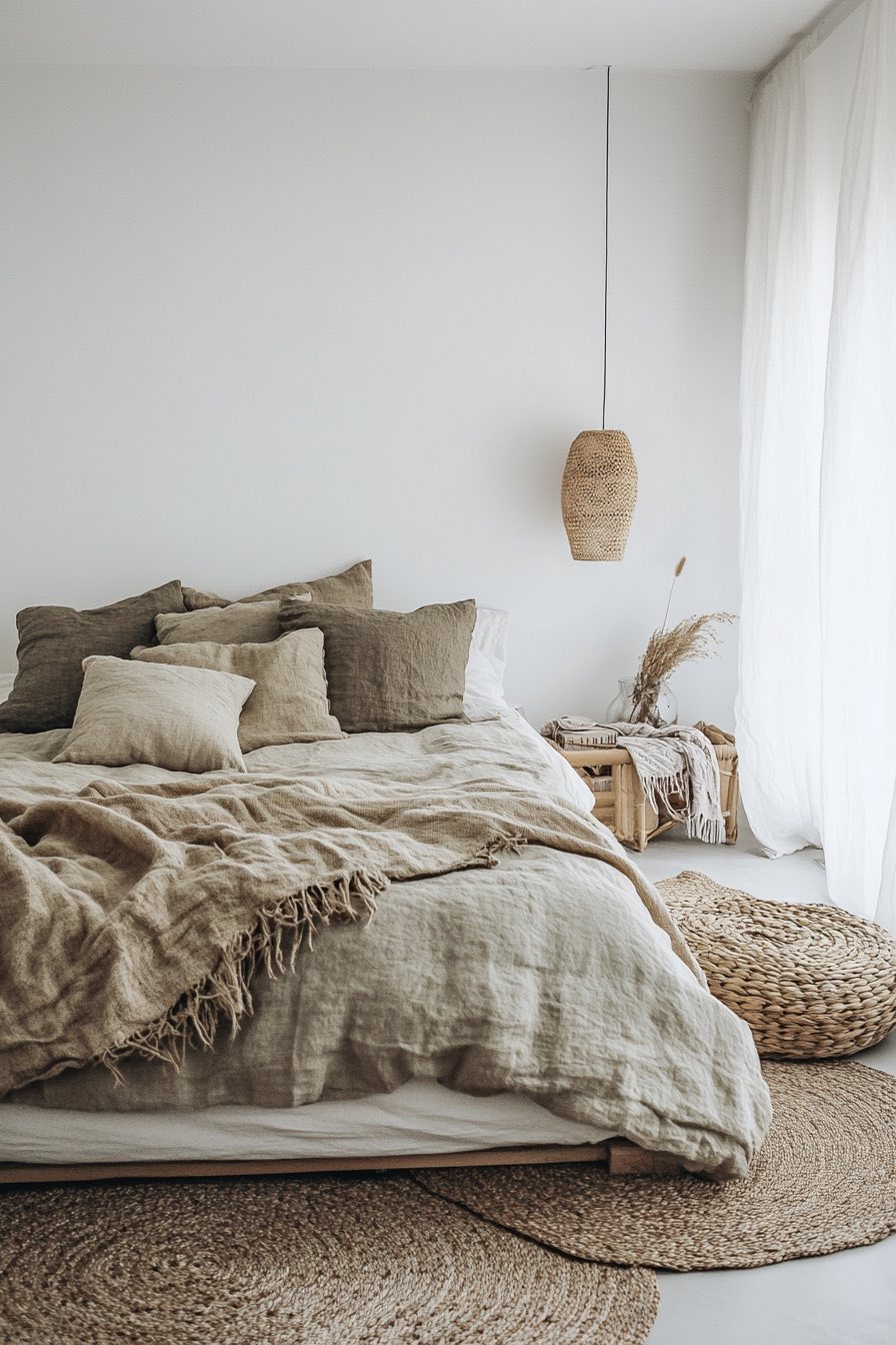 Low Bed with Floor Cushions