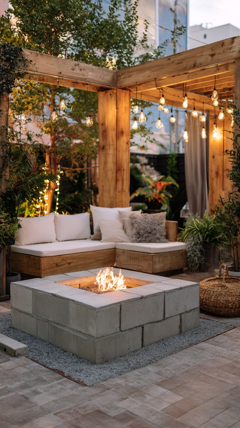 9. Build a Covered Firepit Area for Year-Round Enjoyment
