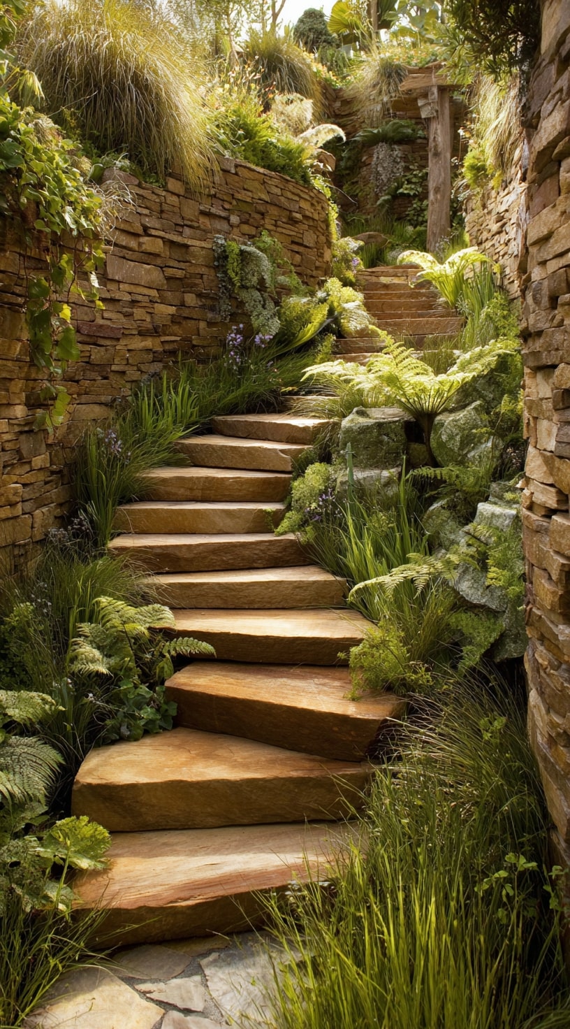 9. Tiered Steps with Garden Beds