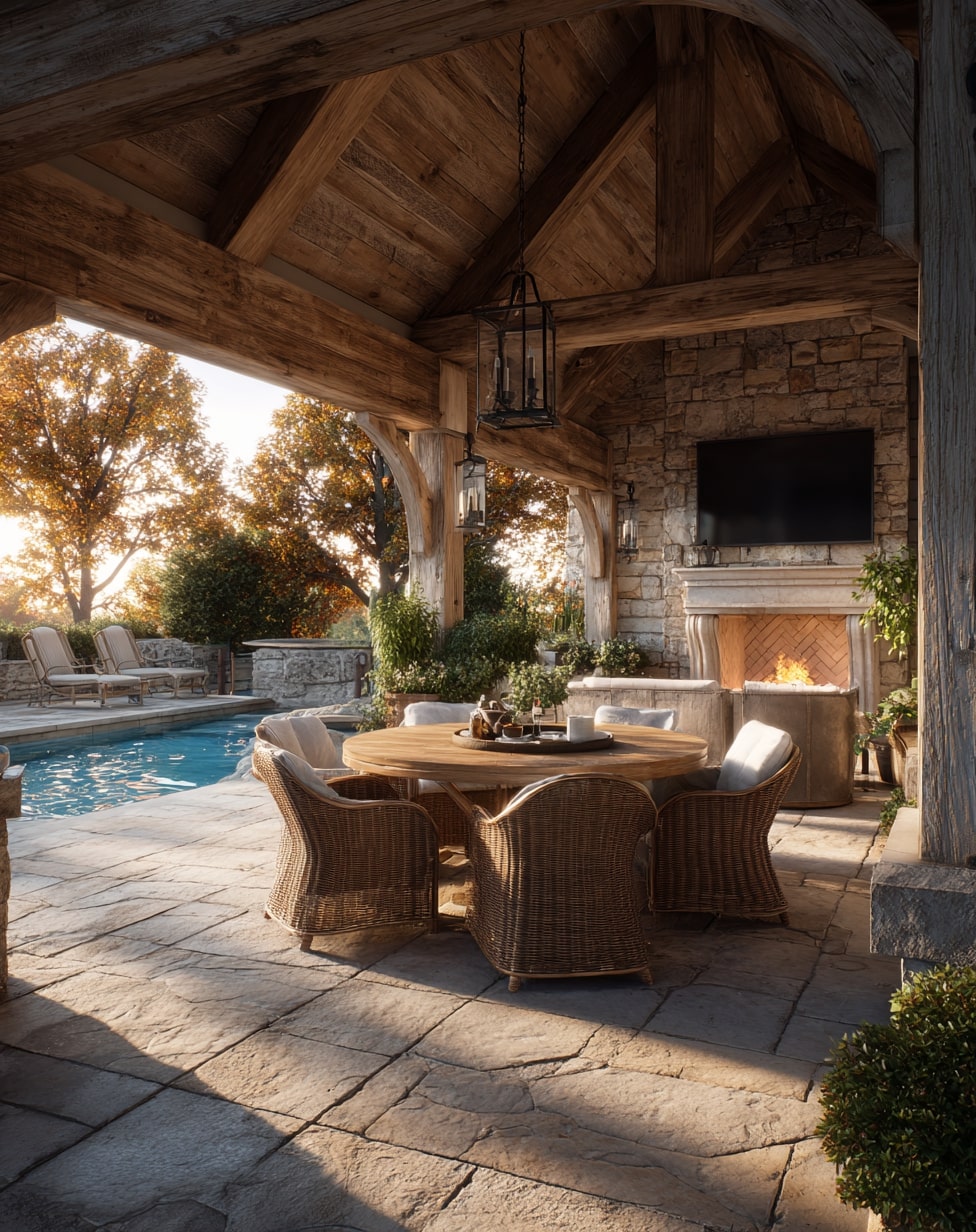 Cedar Shake Roof with Stone Pavers