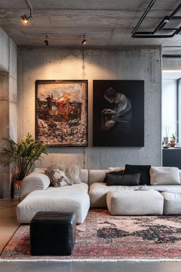 Concrete Chic Living Room Vibe