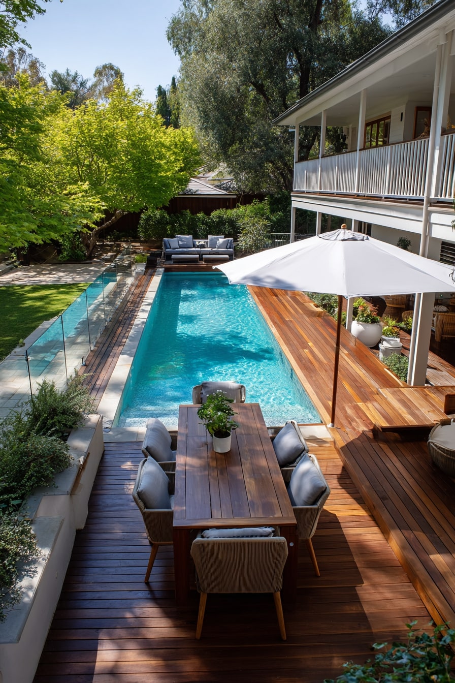 Contemporary Curve Curved Deck with Modern Railings