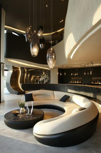 Curved Furniture Flow for a Modern Lounge