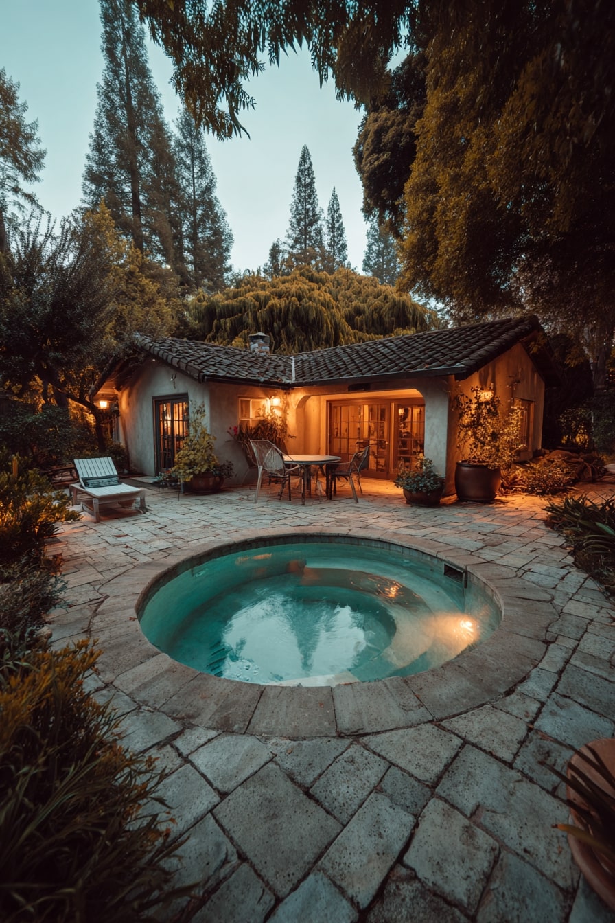 Elevated Hot Tub and Semi Inground Pool Combo