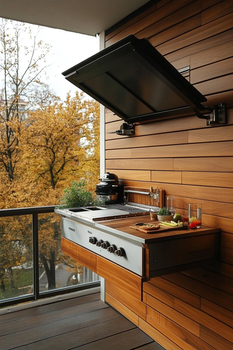 Fold-Down Wall-Mounted Kitchen