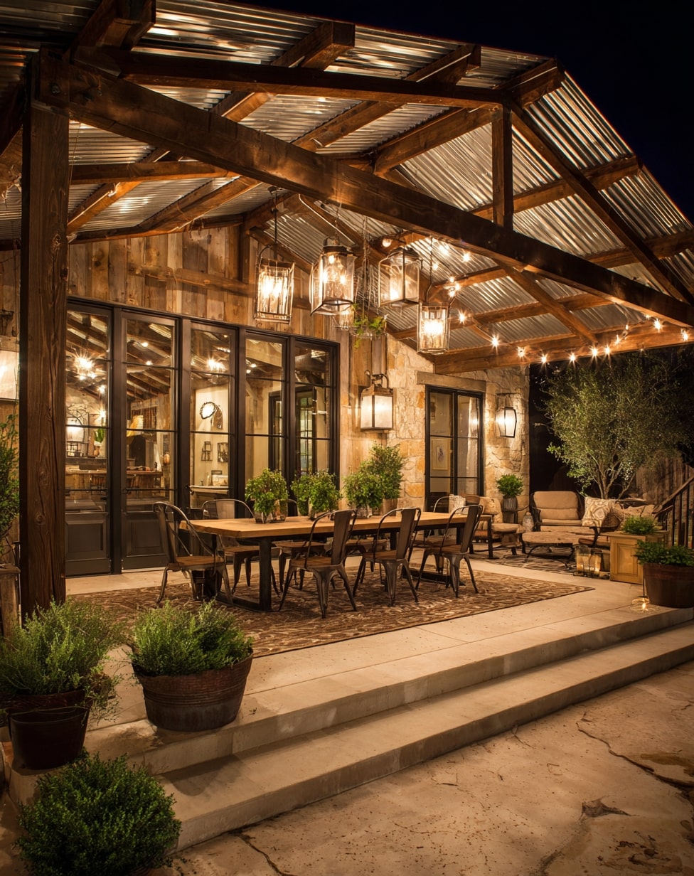 Gable Pergola with Sliding Glass Doors