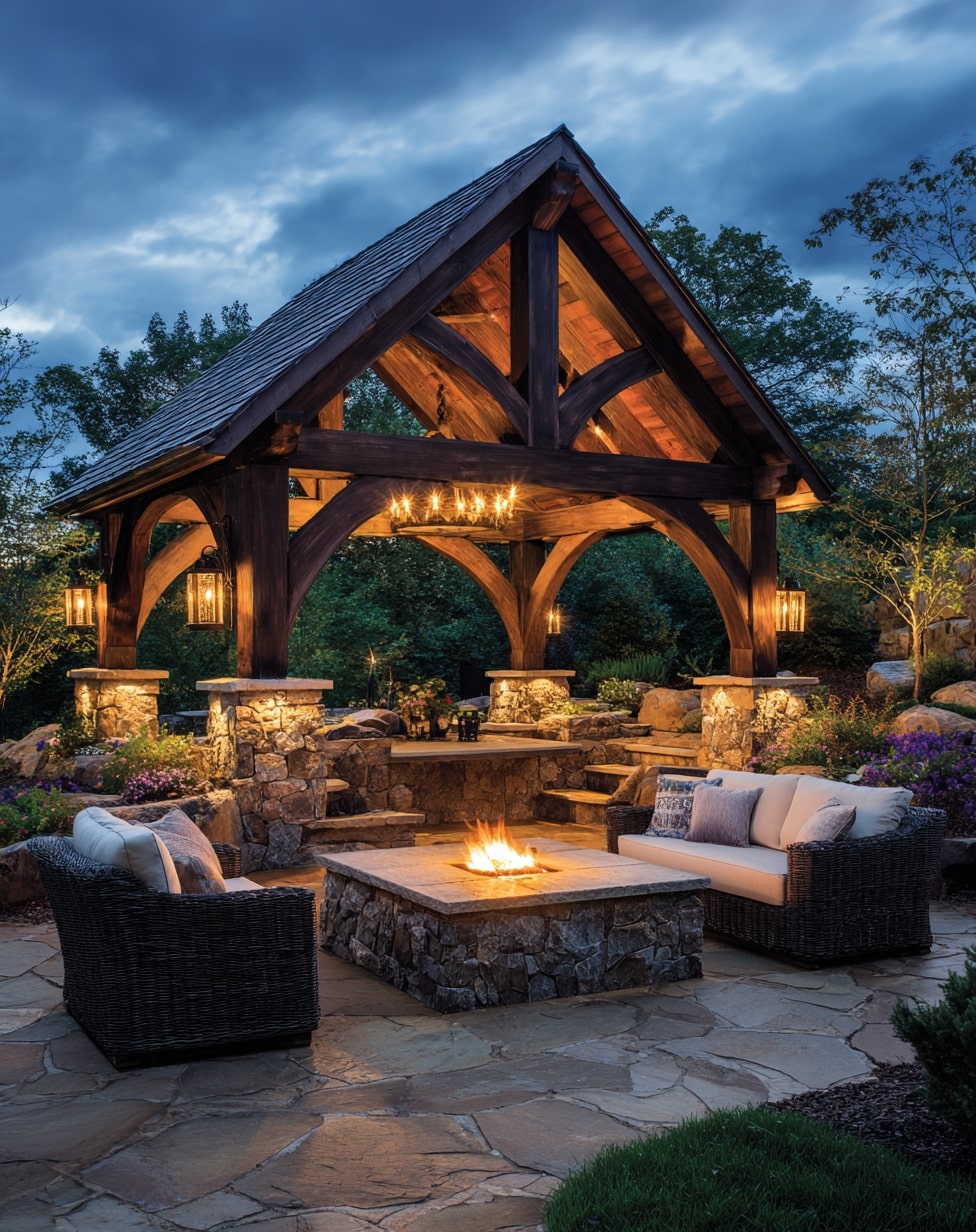 Gable Roof with Integrated Fire Pit