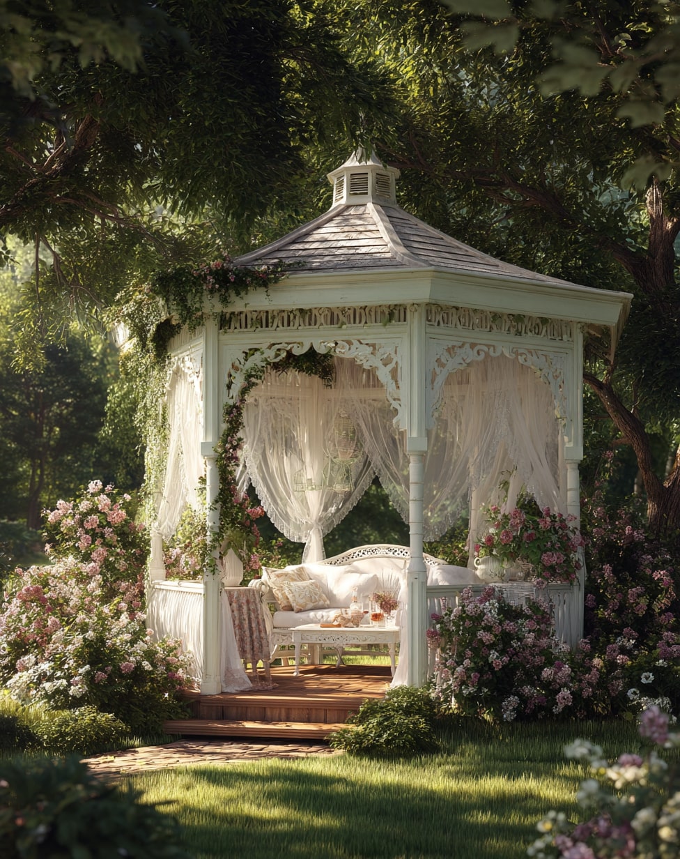 Gazebo with Sheer Curtains