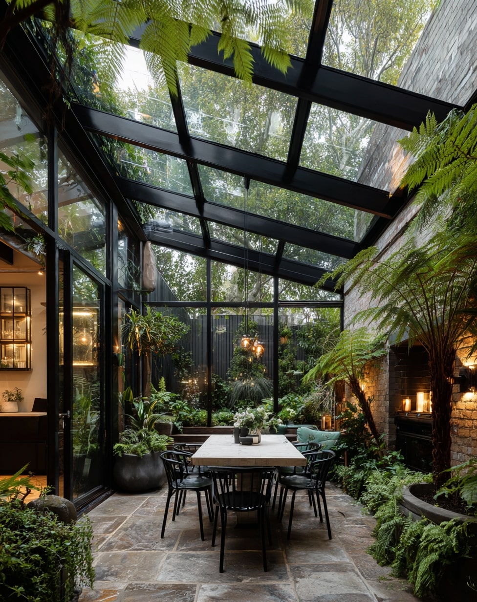 Glass Roof with Sliding Panels