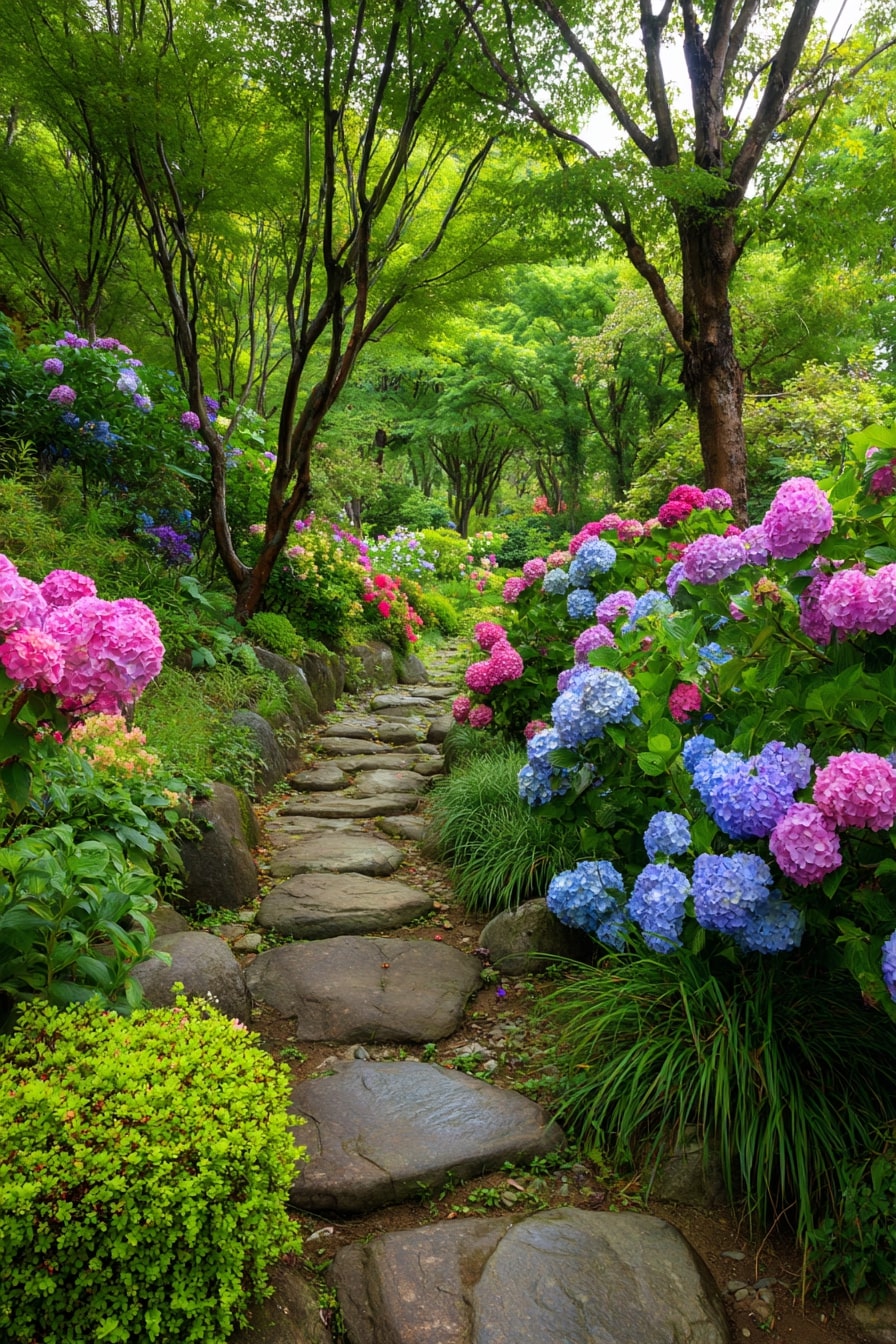 Hydrangea Accents in a Wildflower Meadow