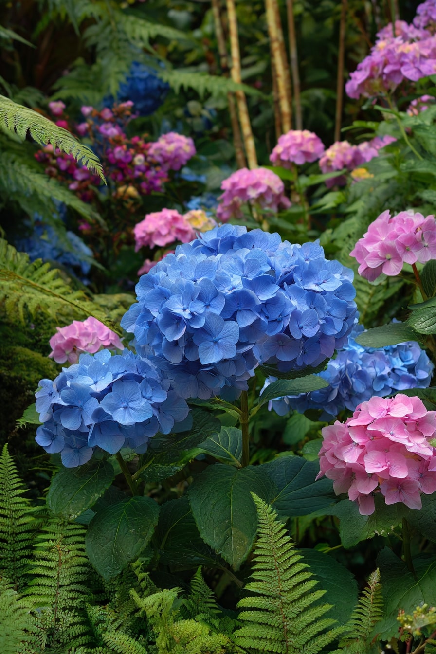 Hydrangea and Fern Forest Floor