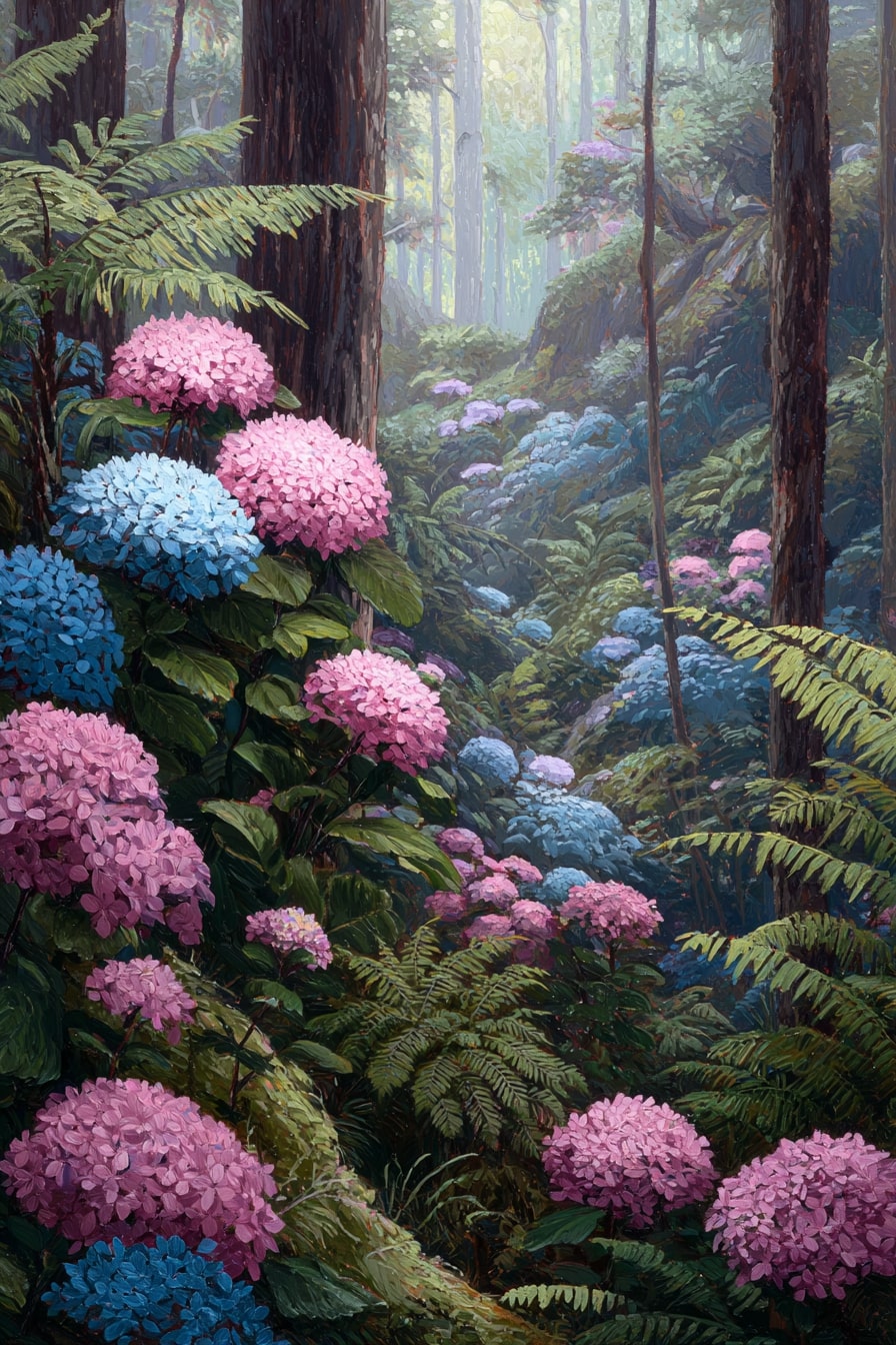 Hydrangea and Fern Understory