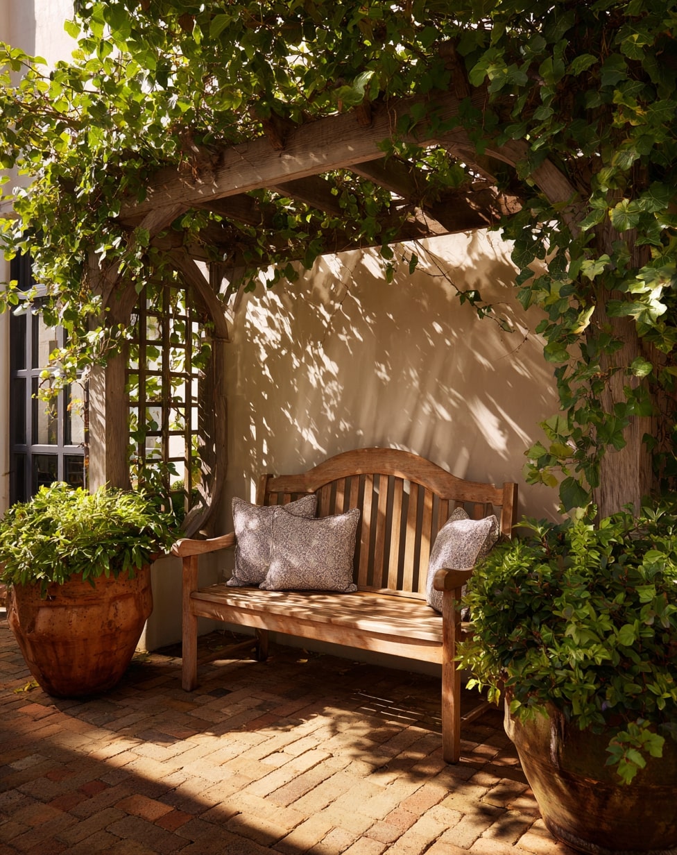 Lattice Roof with Built-in Bench
