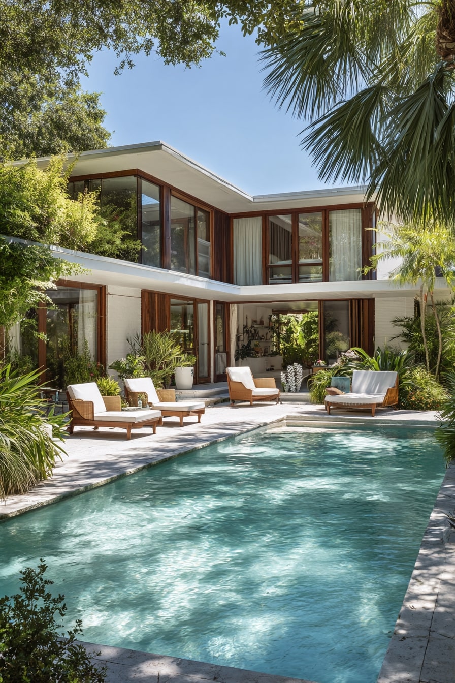 Pool House Adjacent Semi Inground Pool