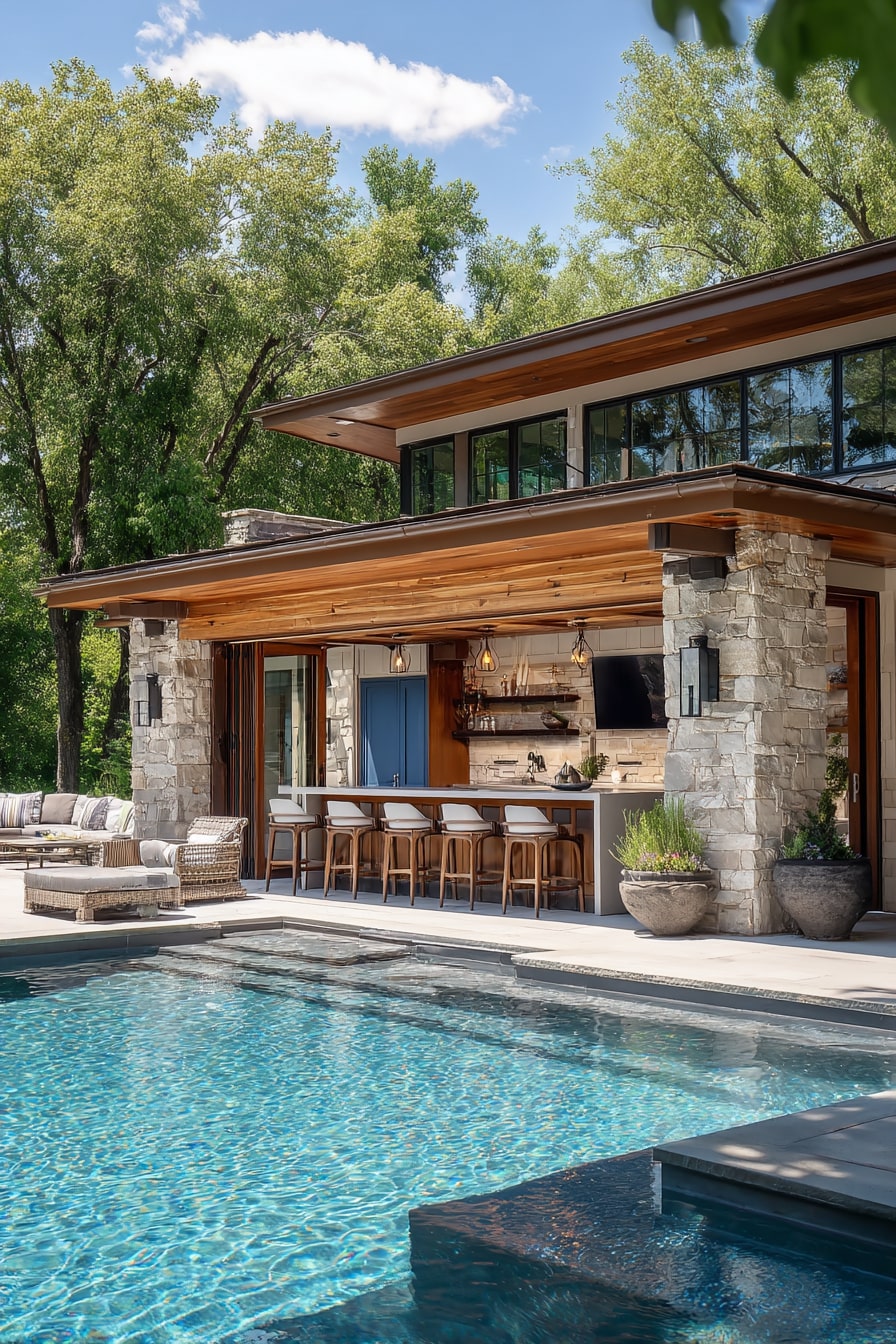 Pool House with Outdoor Kitchen