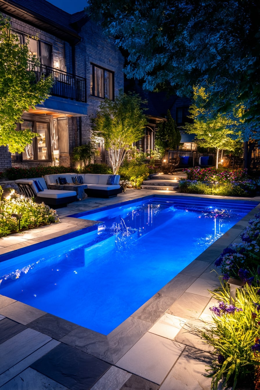 Raised Pool with LED Lighting