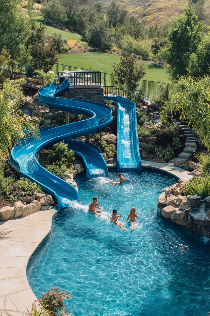 Raised Pool with Water Slide