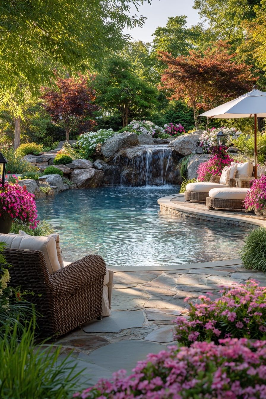 Raised Saltwater Pool with Natural Stone Coping
