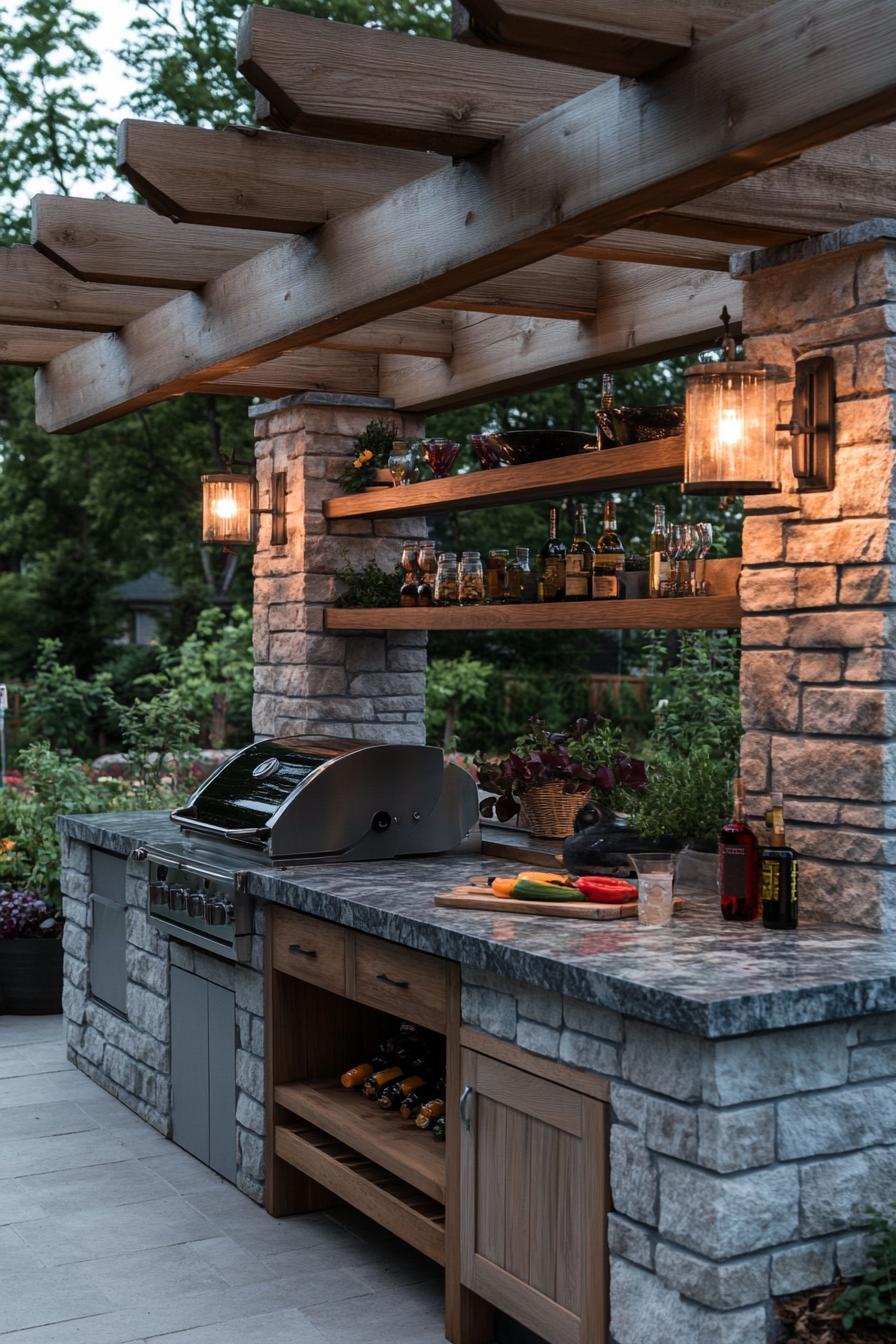 Rustic Stone Counter Kitchen