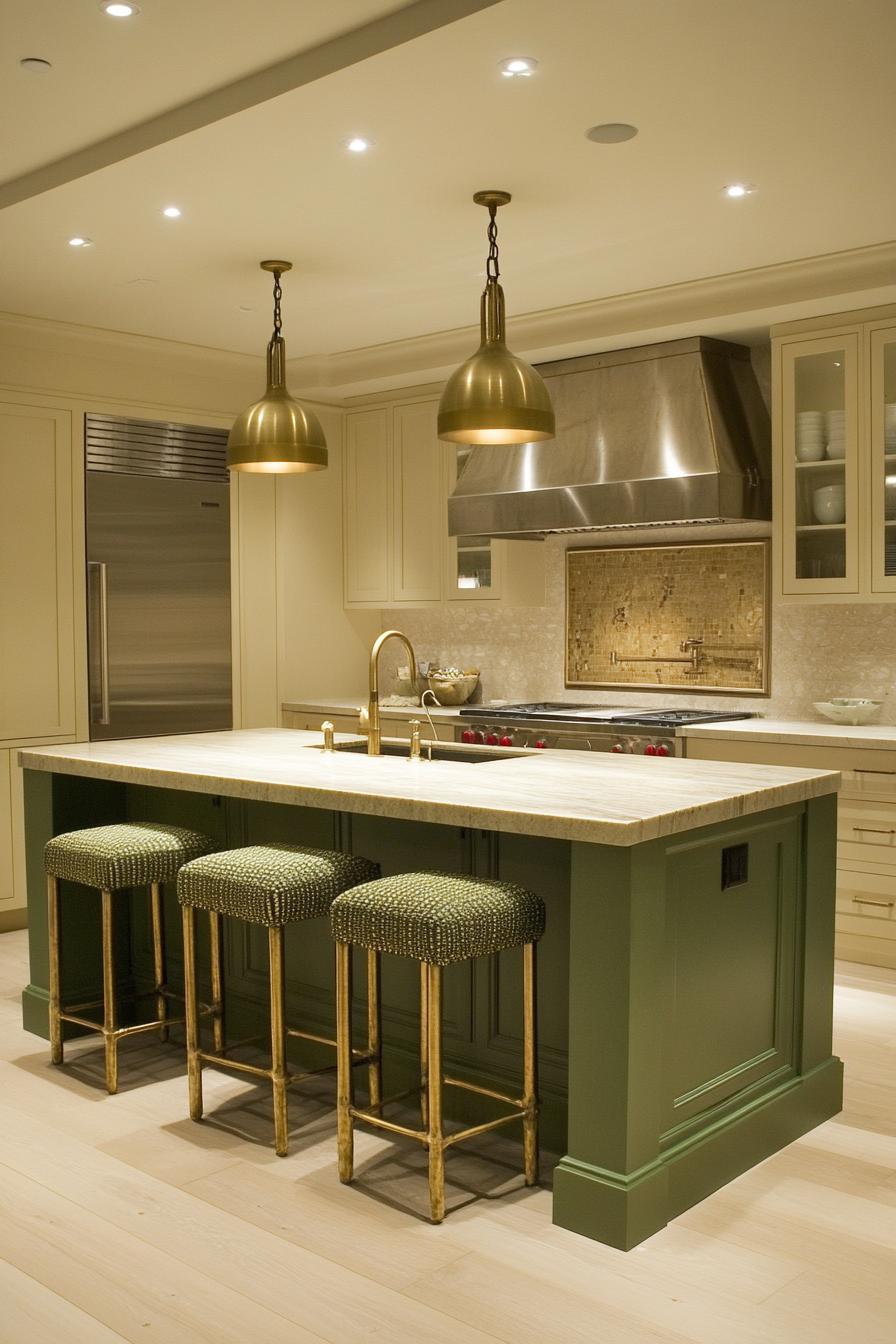Sage Green Island in a Neutral Kitchen