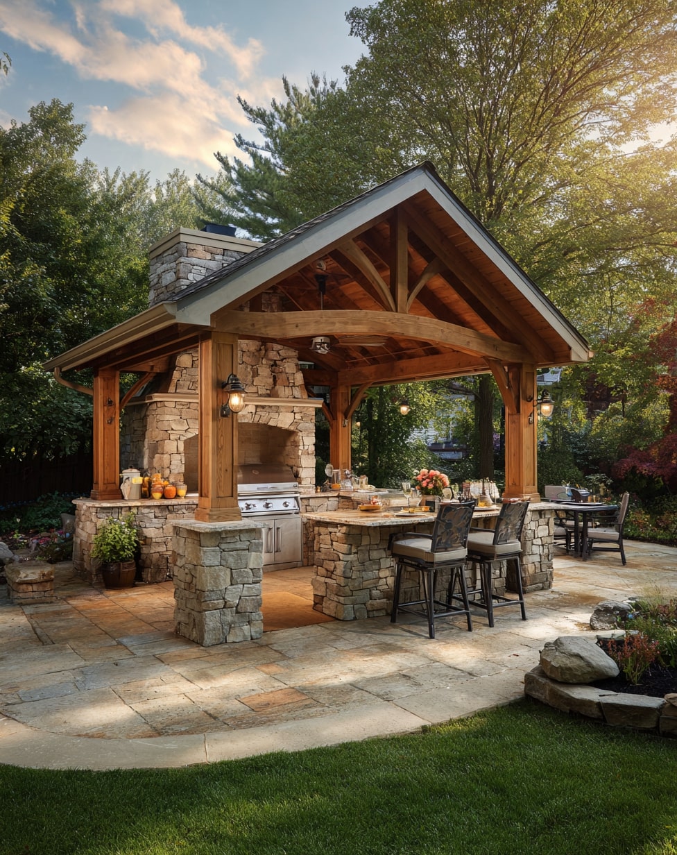 Shingle Roof with Outdoor Kitchen