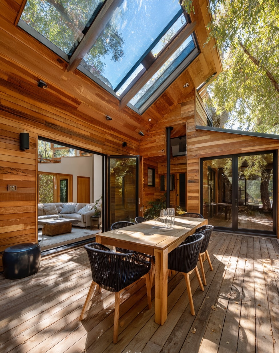 Tongue-and-Groove Ceiling with Skylight