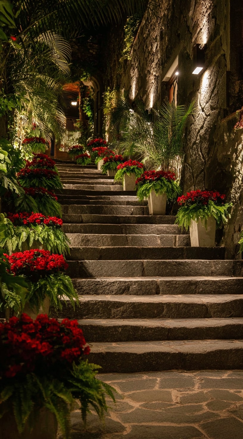 Uplighting on Side Planters