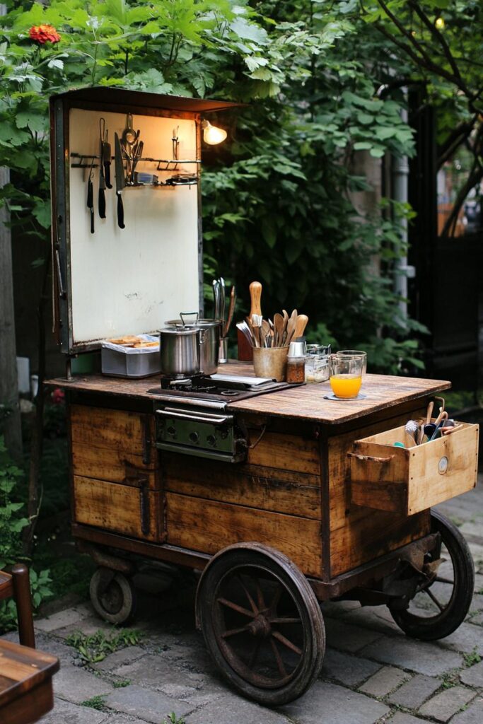 Vintage Cart Outdoor Kitchen