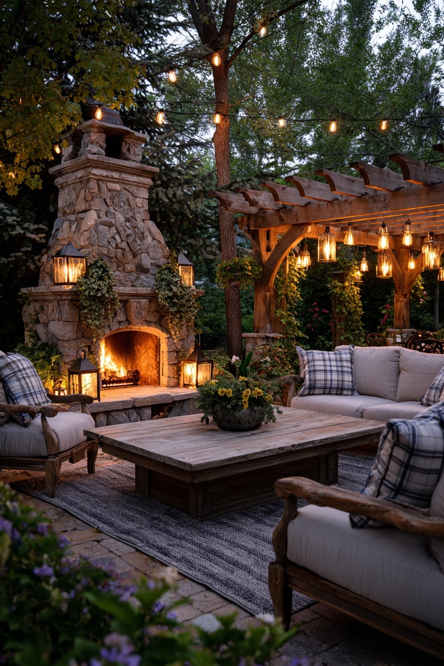 Outdoor Great Room with Oversized Fireplace