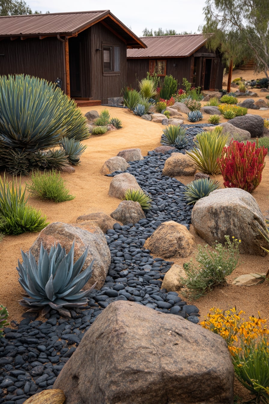 Mulch and Pebble Accents