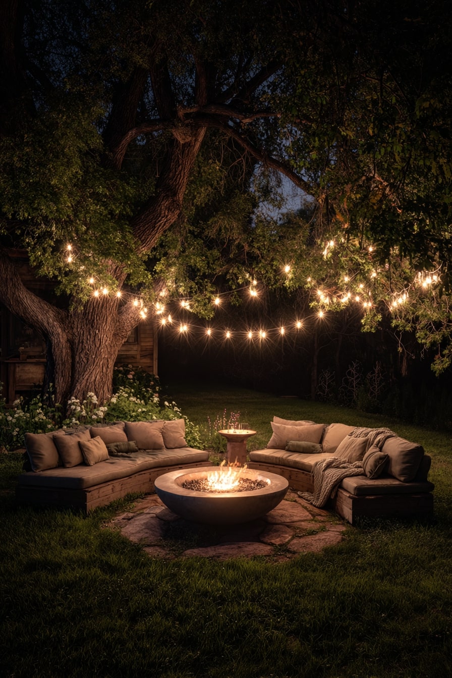 Portable Fire Pit with Outdoor Sectional Sofa