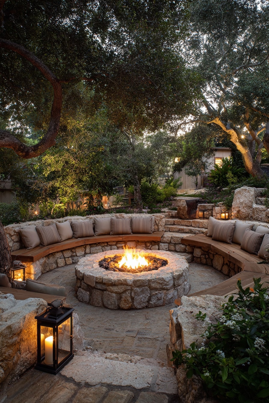 Fire Pit Circle with Built-In Seating