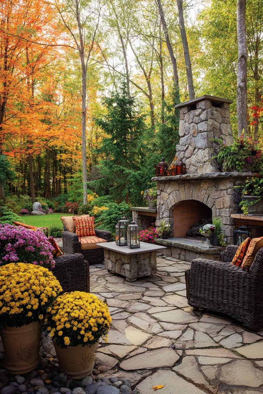 Cozy Nook with Small Fireplace and Swivel Chairs
