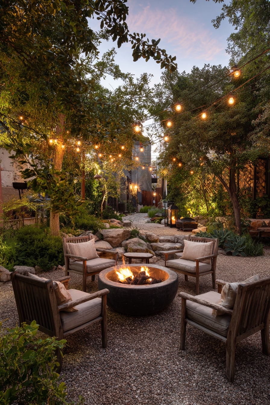 Circular Fire Pit with Built-In Seating