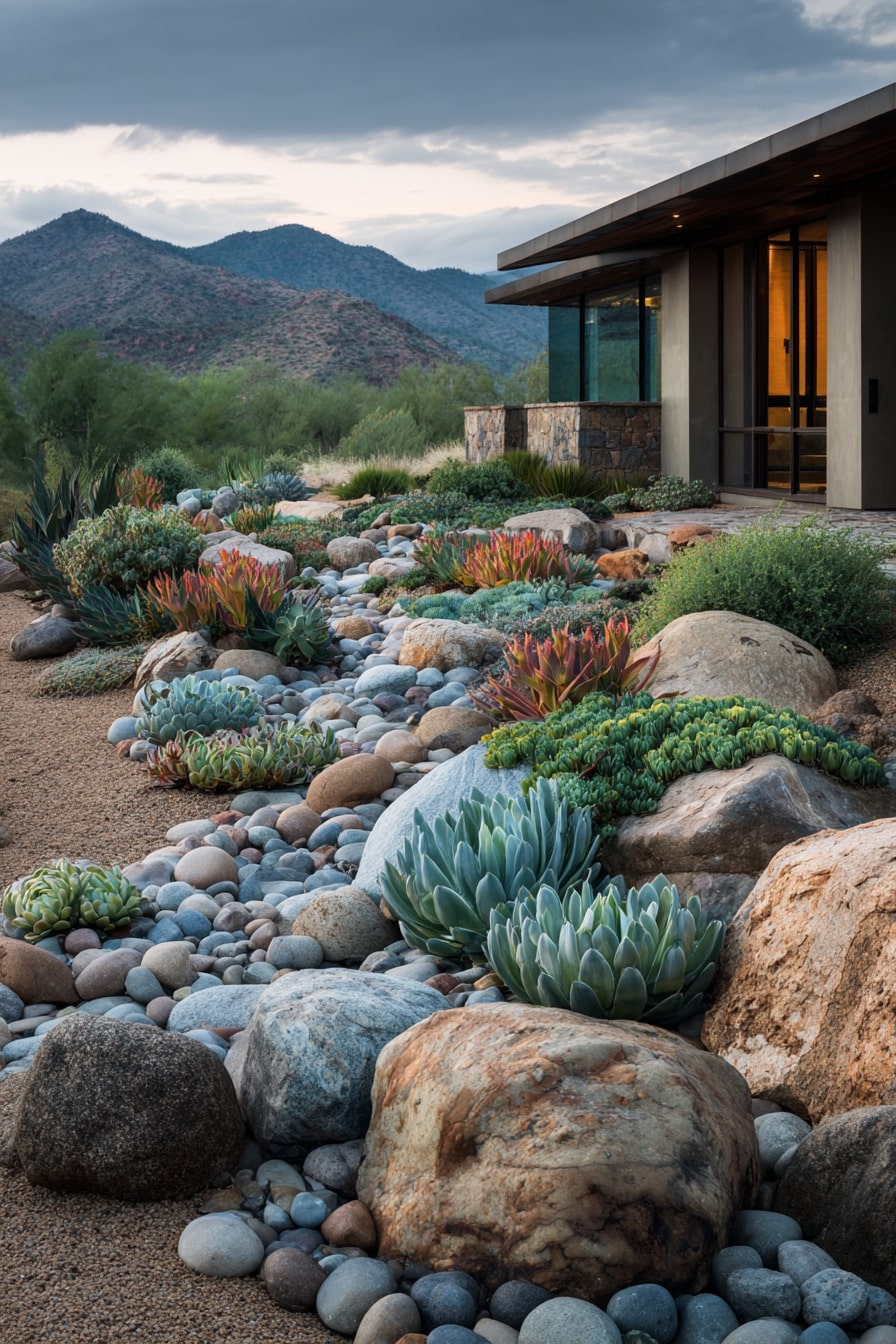 Succulent-Filled Birdbaths and Fountains