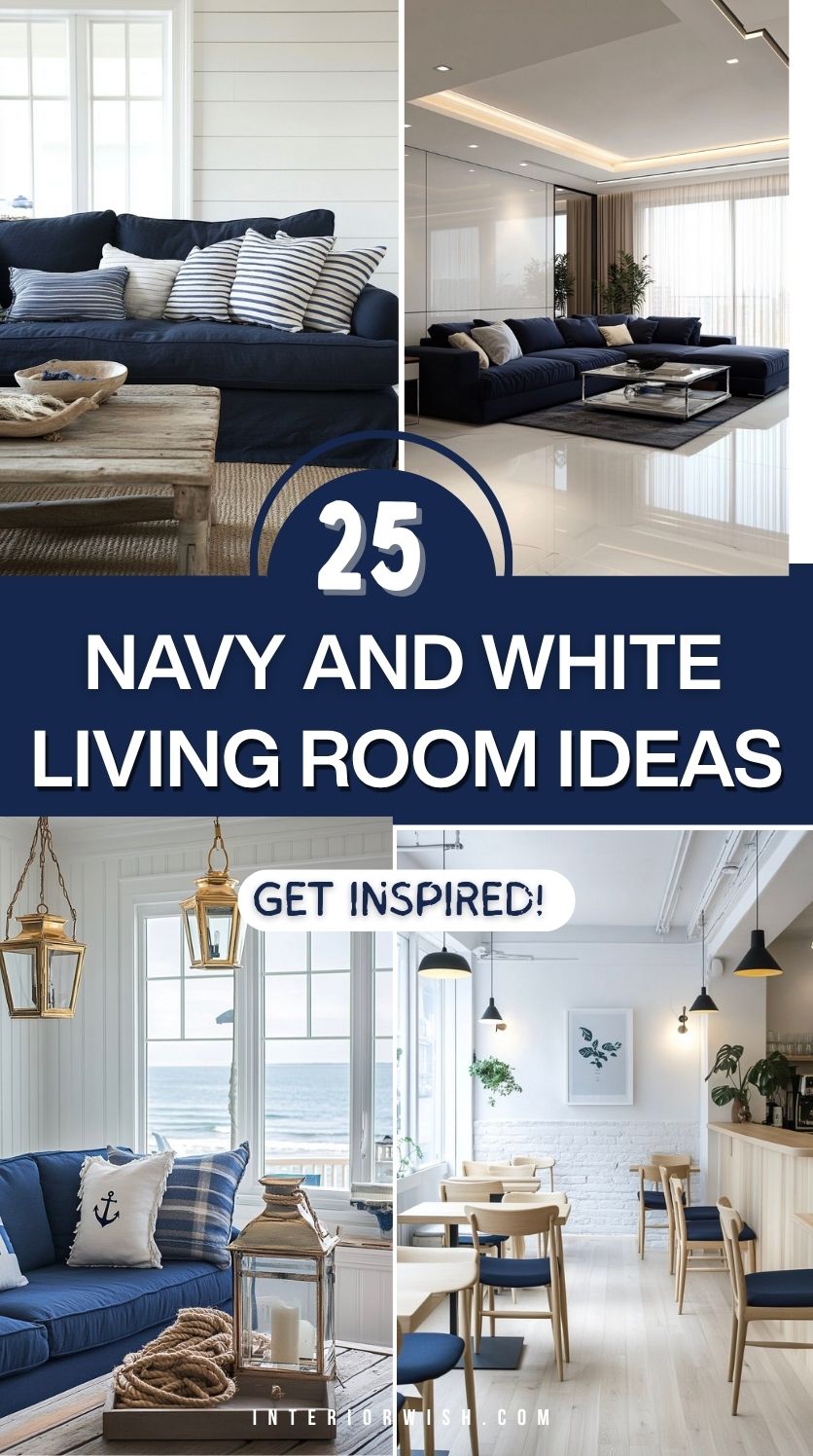 25 Navy and White Living Room Ideas
